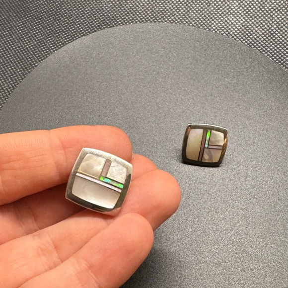 Julius Burbank inlay opal earrings - Picture 2 of 3